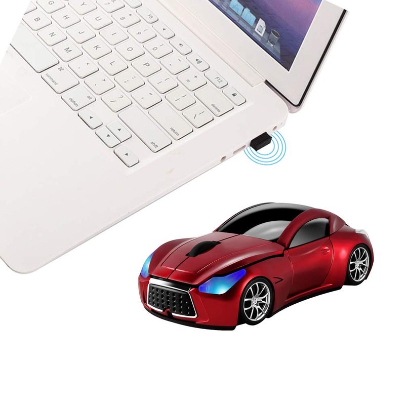 elec Space Cool Sport Car Shape 2.4GHz Wireless Mouse Optical Cordless Mice with USB Receiver for PC Laptop Computer 1600DPI 3 Buttons - Image 2